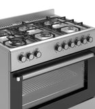 Ferre F9S60E7-IN 90cm Dual Fuel Range Cooker With Double Turbo Fan & 6 Burner(1 Wok) - Stainless Steel