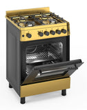 Ferre F6IP40GF-GIN-W 60cm Freestanding Gas Cooker With Wok Burner  & Turbo Fan - Shiny Gold