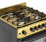 Ferre F6IP40GF-GIN-W 60cm Freestanding Gas Cooker With Wok Burner  & Turbo Fan - Shiny Gold