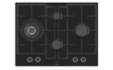 Ferre ED075WFA - 65cm FlameArt Built-in Gas Hob - 4 Burners - Cast Iron Pan Supports - Black Glass Body