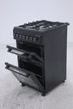 BlueFlame DG5403XBZB 50 cm Freestanding Dual Fuel Cooker With Double Cavity Oven - Black