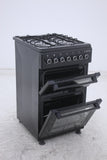 BlueFlame DG5403XBZB 50 cm Freestanding Dual Fuel Cooker With Double Cavity Oven - Black