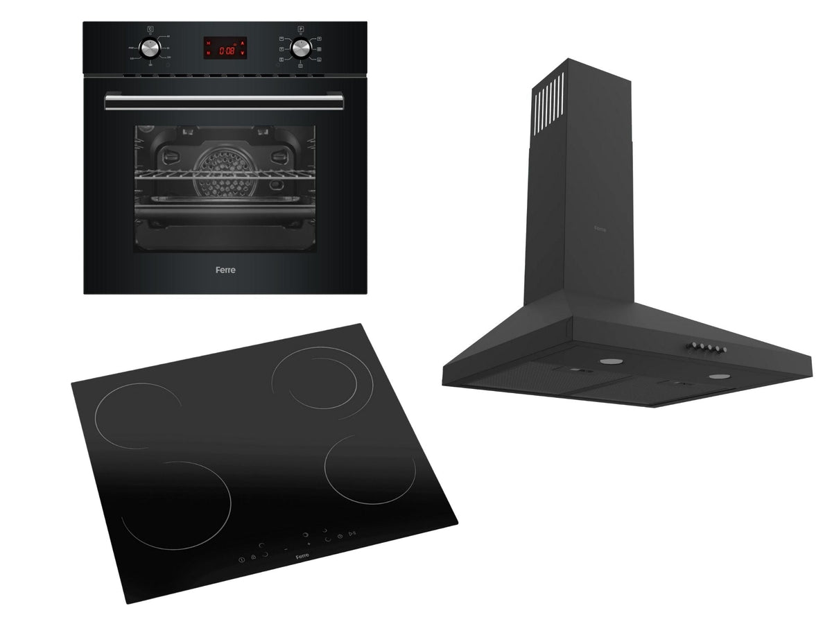 Ferre 60cm Electric Builtin Oven & 60cm Ceramic Hob & 50cm Pyramid