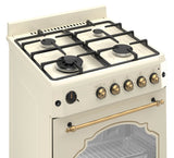 Ferre F6IP40GF-CR-RETRO-W 60cm Freestanding Gas Cooker With Wok Burner  & Turbo Fan - Cream