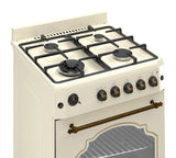 Ferre F6IP40GF-CR-RETRO-W 60cm Freestanding Gas Cooker With Wok Burner  & Turbo Fan - Cream