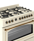 Ferre F9S60E7-CR-RETRO 90cm Dual Fuel Range Cooker With Double Turbo Fan & 6 Burner(1 Wok) - Cream