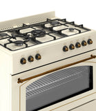 Ferre F9S50E7-CR-RETRO 90cm Dual Fuel Range Cooker With Double Turbo Fan & 5 Burner(1 Wok) - Cream