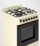 Ferre F6IP40E7-CR-RETRO-W 60cm Freestanding Dual Fuel Cooker With Wok Burner  & Turbo Fan - Cream