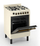 Ferre F6IP40E7-CR-RETRO-W 60cm Freestanding Dual Fuel Cooker With Wok Burner  & Turbo Fan - Cream
