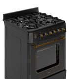 Ferre F6IP40E7-BL-RETRO-W 60cm Freestanding Dual Fuel Cooker With Wok Burner  & Turbo Fan - Matte Black
