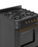 Ferre F6IP40GF-BL-RETRO-W 60cm Freestanding Gas Cooker With Wok Burner  & Turbo Fan - Matte Black