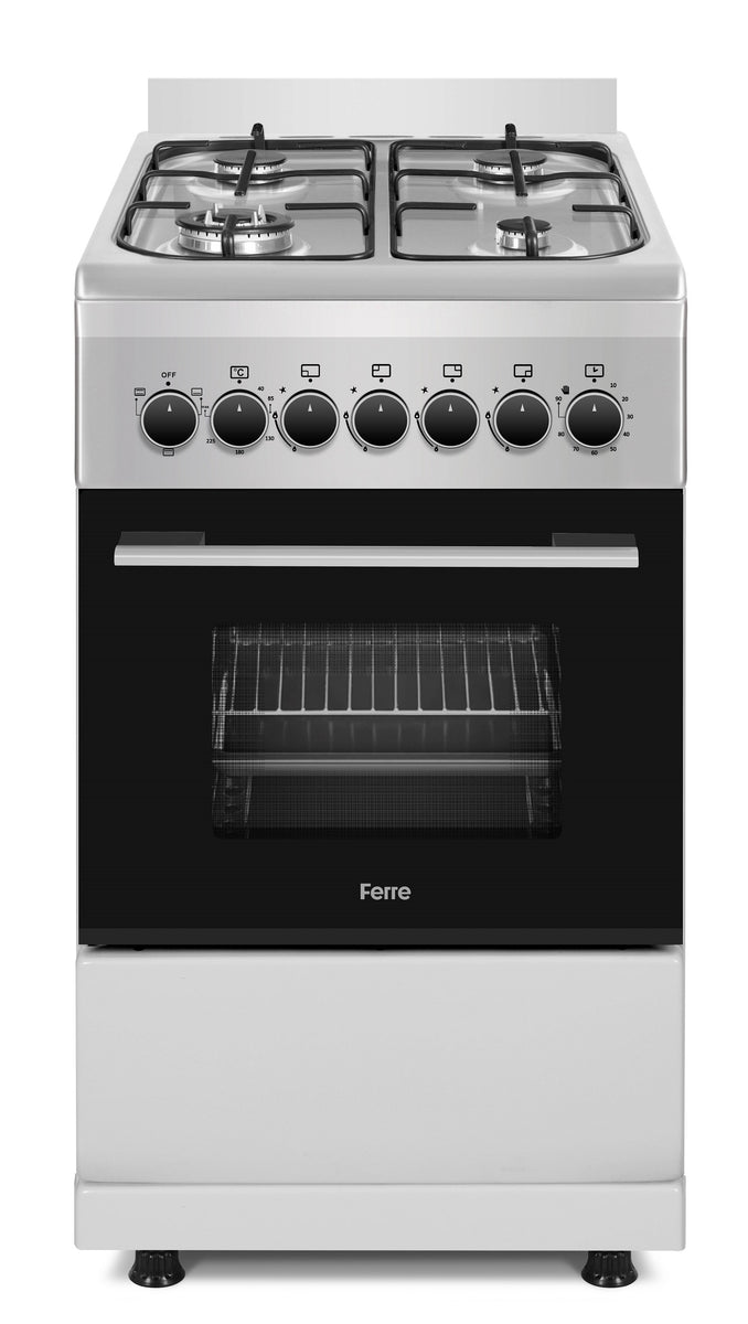 Ferre F5N40E3-X3 50x60cm Freestanding Dual Fuel Cooker with Wok Burner