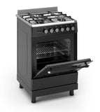 Ferre F6IP40E6-IBL-W 60cm Freestanding Dual Fuel Cooker With Wok Burner  Digital Timer & Turbo Fan - Black