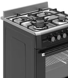 Ferre F6IP40E6-IBL-W 60cm Freestanding Dual Fuel Cooker With Wok Burner  Digital Timer & Turbo Fan - Black