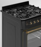 Ferre F6IP40E7-BL-RETRO-W 60cm Freestanding Dual Fuel Cooker With Wok Burner  & Turbo Fan - Matte Black