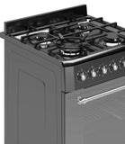 Ferre F6IP40E7-MBL-RETRO-W 60cm Freestanding Dual Fuel Cooker With Wok Burner  & Turbo Fan - Anthracite