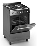 Ferre F6IP40E7-MBL-RETRO-W 60cm Freestanding Dual Fuel Cooker With Wok Burner  & Turbo Fan - Anthracite