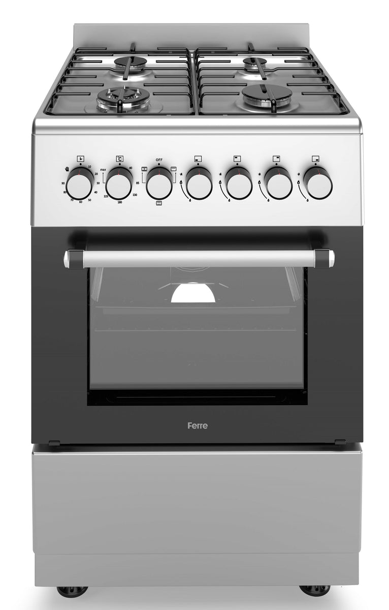 Ferre F6TS40EF-IN-MW 60cm Freestanding Dual Fuel Cooker with Mini Wok ...