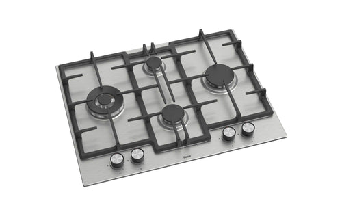 Ferre ED071W - 65cm Built-in Gas Hob - 4 Burners - Cast Iron Pan Supports - Stainless Steel Body