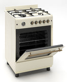 Ferre F6IP40GF-CR-RETRO-W 60cm Freestanding Gas Cooker With Wok Burner  & Turbo Fan - Cream