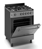 Ferre F6IP40GF-MBL-RETRO-W 60cm Freestanding Gas Cooker With Wok Burner & Turbo Fan - Anthracite Stainless Steel