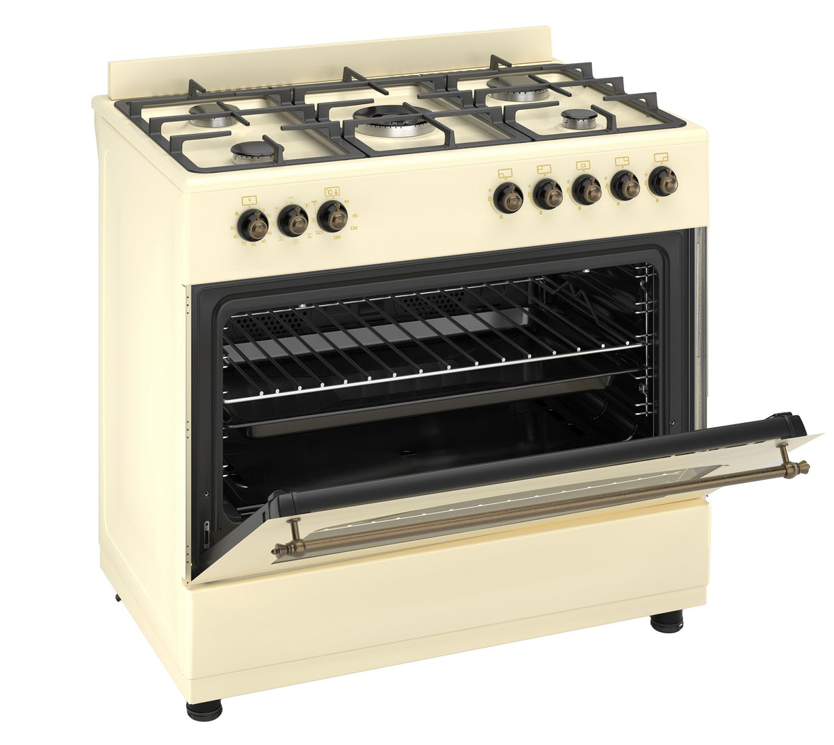 Ferre F9S50E7-CR-RETRO 90cm Dual Fuel Range Cooker With Double Turbo ...