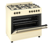 Ferre F9S50E7-CR-RETRO 90cm Dual Fuel Range Cooker With Double Turbo Fan & 5 Burner(1 Wok) - Cream