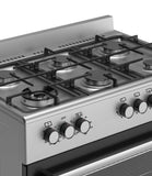 Ferre F9S60E7-IN 90cm Dual Fuel Range Cooker With Double Turbo Fan & 6 Burner(1 Wok) - Stainless Steel