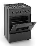 Ferre F6TS40E3-BL 60cm Freestanding Dual Fuel Cooker - Matte Black