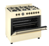 Ferre F9S60E7-CR-RETRO 90cm Dual Fuel Range Cooker With Double Turbo Fan & 6 Burner(1 Wok) - Cream