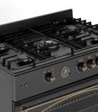Ferre F9H50GF-BL-RETRO 90cm Gas Range Cooker With Double Turbo Fan & 5 Burner(1 Wok) Gas Hob - Black