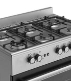 Ferre F9S60GF-IN 90cm Gas Range Cooker With Double Turbo Fan & 6 Burner(1 Wok) Gas Hob - Stainless Steel