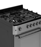 Ferre F6IP40GF-MBL-RETRO-W 60cm Freestanding Gas Cooker With Wok Burner & Turbo Fan - Anthracite Stainless Steel