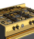 Ferre F9S50E7-GI-RETRO 90cm Dual Fuel Range Cooker With Double Turbo Fan & 5 Burner(1 Wok) - Shiny Gold