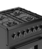 Ferre F6TS40E3-BL 60cm Freestanding Dual Fuel Cooker - Matte Black