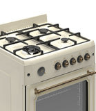 Ferre F6IP40GF-CR-RETRO-W 60cm Freestanding Gas Cooker With Wok Burner  & Turbo Fan - Cream