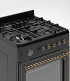 Ferre F6IP40GF-BL-RETRO-W 60cm Freestanding Gas Cooker With Wok Burner  & Turbo Fan - Matte Black