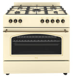 Ferre F9S50E7-CR-RETRO 90cm Dual Fuel Range Cooker With Double Turbo Fan & 5 Burner(1 Wok) - Cream
