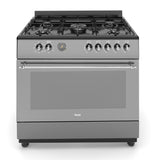 Ferre F9S50E7-MBL-RETRO-FLOTAL 90cm Dual Fuel Range Cooker With Double Turbo Fan & 5 Burner(1 Wok) - Anthracite