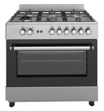 Ferre F9S60GF-IN 90cm Gas Range Cooker With Double Turbo Fan & 6 Burner(1 Wok) Gas Hob - Stainless Steel