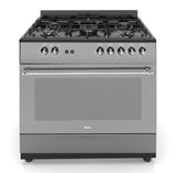 Ferre F9S50GF-MBL-RETRO-FLOTAL 90cm Gas Range Cooker Double Turbo Fan & 5 Burner(1 Wok) - Anthracite