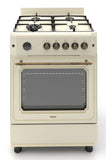 Ferre F6IP40GF-CR-RETRO-W 60cm Freestanding Gas Cooker With Wok Burner  & Turbo Fan - Cream