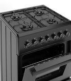 Ferre F6TS40E3-BL 60cm Freestanding Dual Fuel Cooker - Matte Black