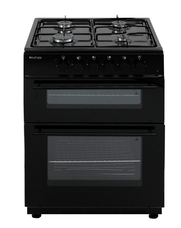 BlueFlame KTF 2200.60 GSF 60 cm Freestanding Dual Fuel Cooker With Double Cavity Oven - Black