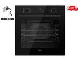 Ferre 60cm Electric Built-in Oven & 60cm Ceramic Hob (1 Dual Zone) & 50cm Pyramid Hood Pack - Black 1
