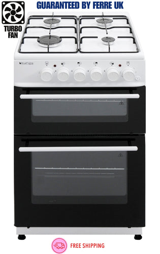 BlueFlame KTF 2200.50 GSF 50 cm Freestanding Dual Fuel Cooker With Double Cavity Oven - White