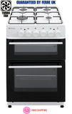BlueFlame KTF 2200.50 GSF 50 cm Freestanding Dual Fuel Cooker With Double Cavity Oven - White