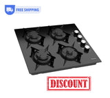 Ferre 2140 BL - 60cm Built-in Gas Hob - 4 Burners - Black Glass