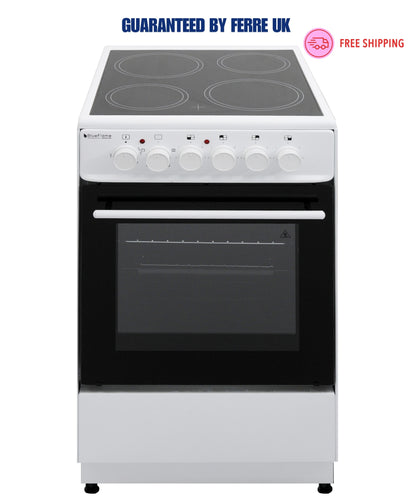 BlueFlame KCF 1000.50 50 cm VitroCeramic Freestanding Electric Cooker - White