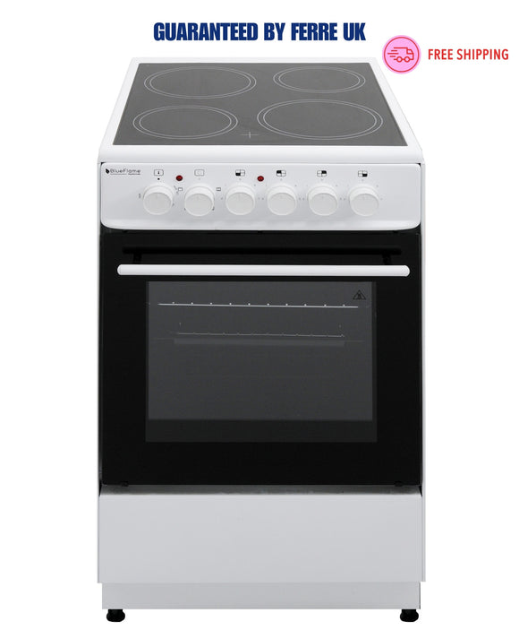 BlueFlame KCF 1000.50 50 cm VitroCeramic Freestanding Electric Cooker - White